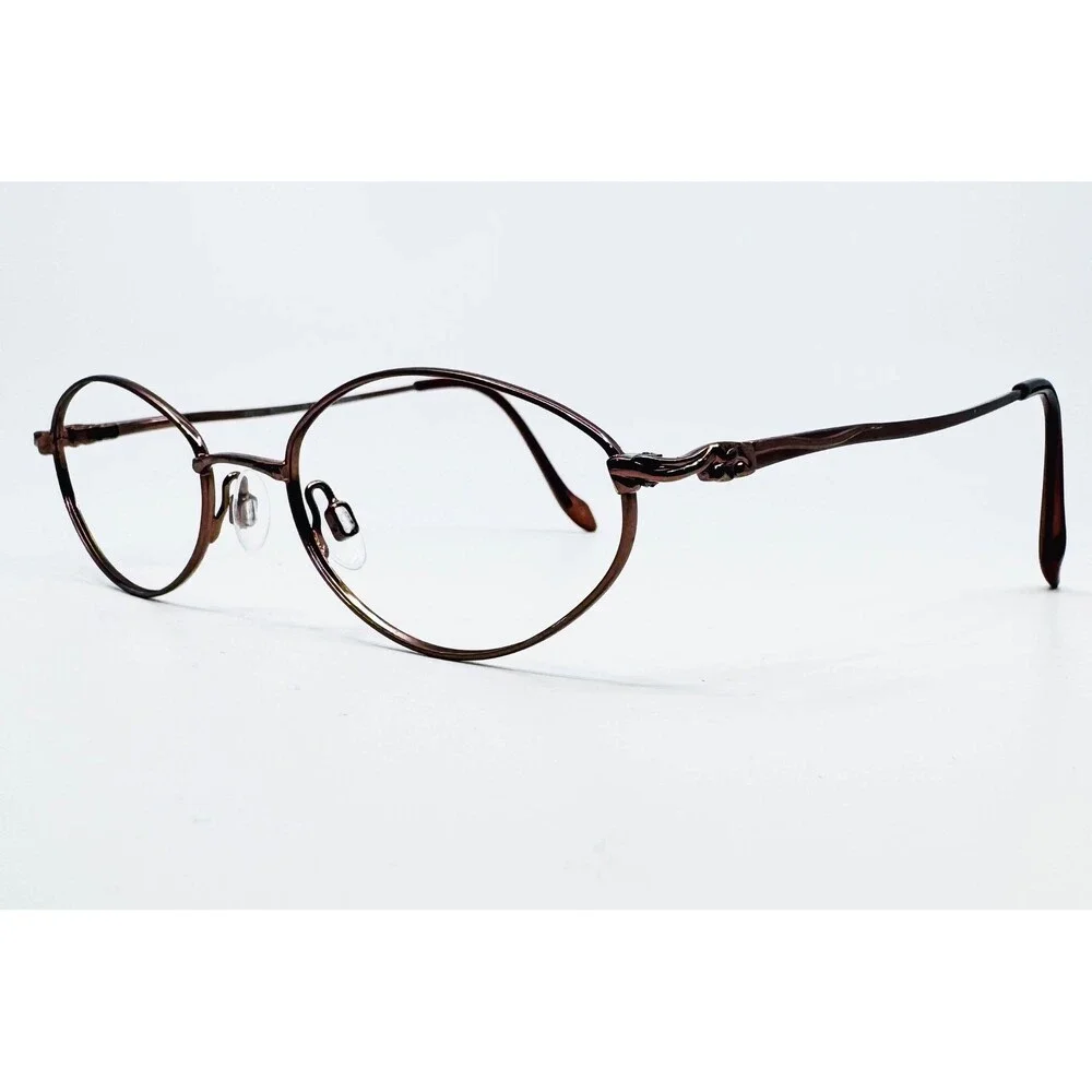Design Italy Eyeglasses Women Brown PB111 Oval Metal Frame 50-19-135